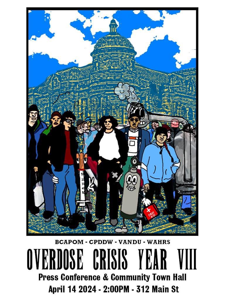 We’ll gather as a community tomorrow to discuss a way out of the 8th anniversary of the drug toxicity crisis that has killed so many of our members, friends, and family.

We have formally invited David Eby, Jennifer Whiteside, Adrian Dix, Ken Sim, and Elenore Sturko to join us.