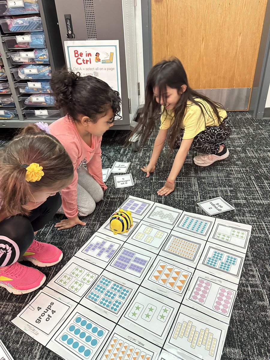 The best way to practice some problem solving with multiplication is with Beebots! #coding @BrightAcadFISD