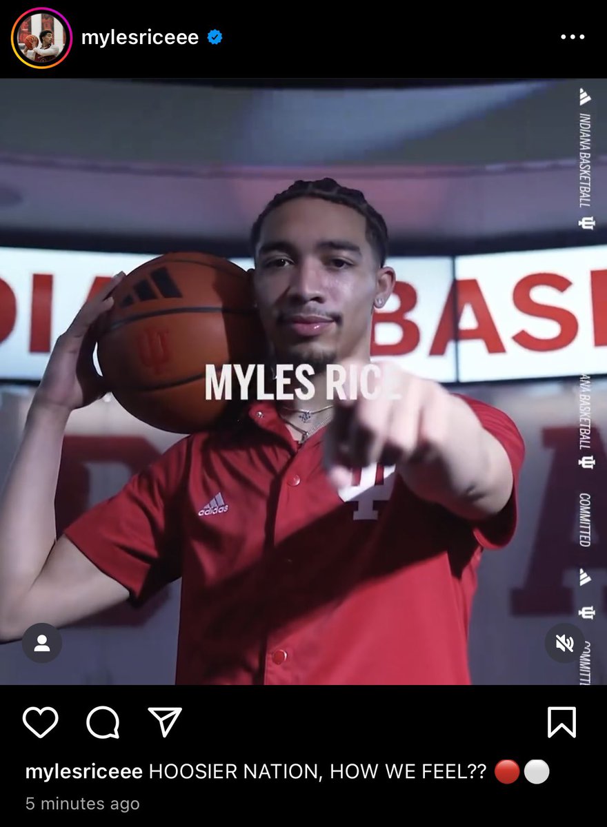 Former WSU guard Myles Rice has committed to Indiana, per his Instagram