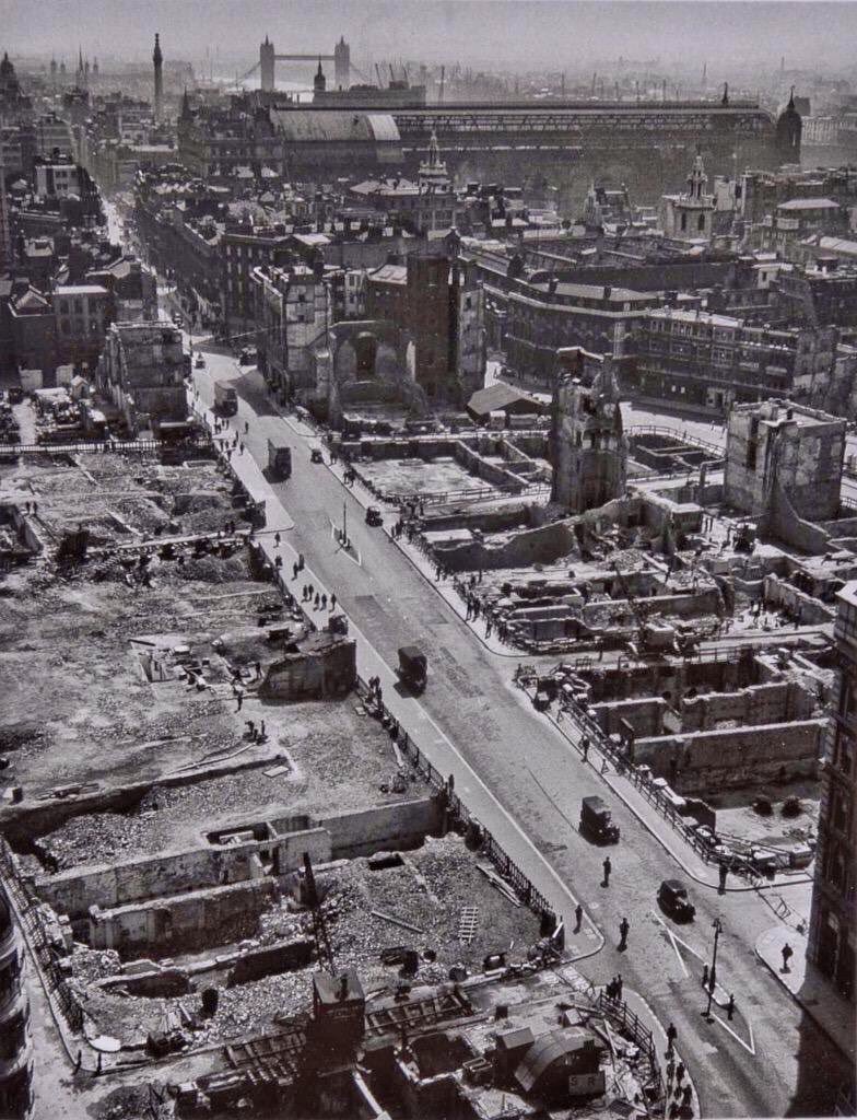 London from St Paul's Cathedral as it looked in August 1942 by Wolf Suschitzky. It is easy to forget just how fragile and precious peace is.