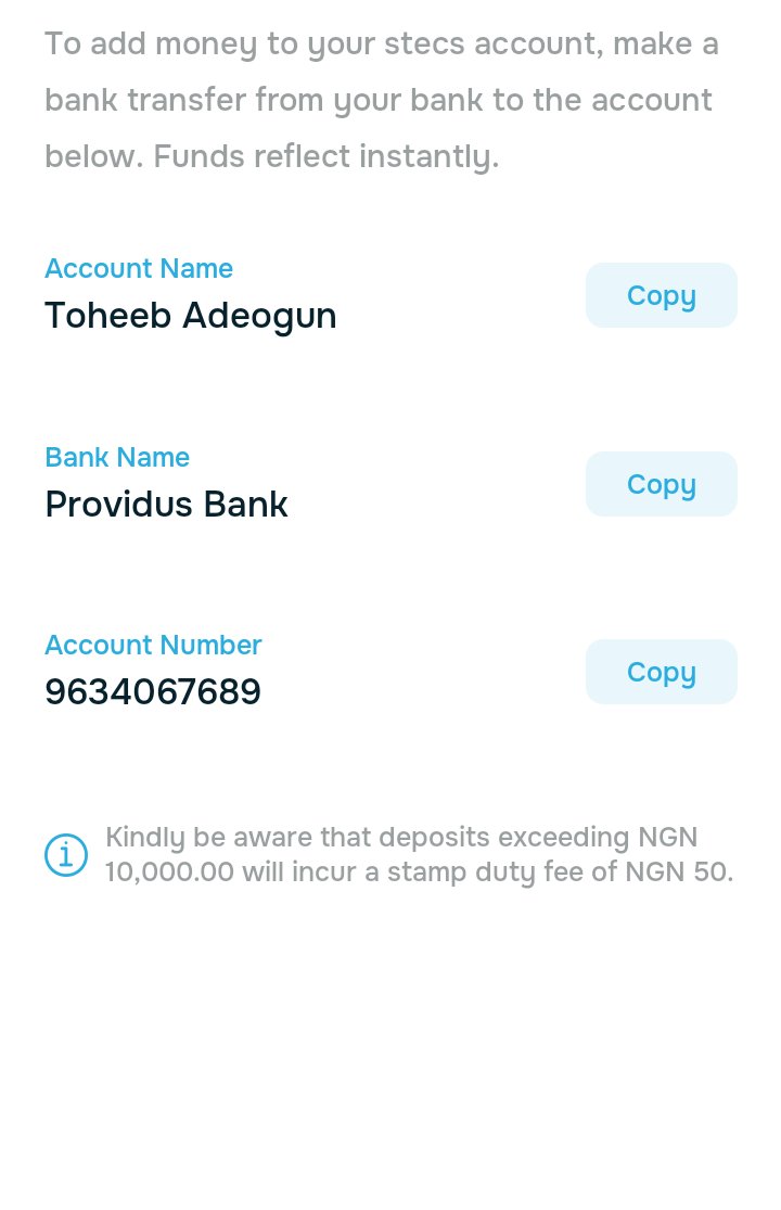ToheebCrown's tweet photo. Successfully created and funded my Stecs account.

@scf__official @Stecsng https://t.co/bRhUNa19If