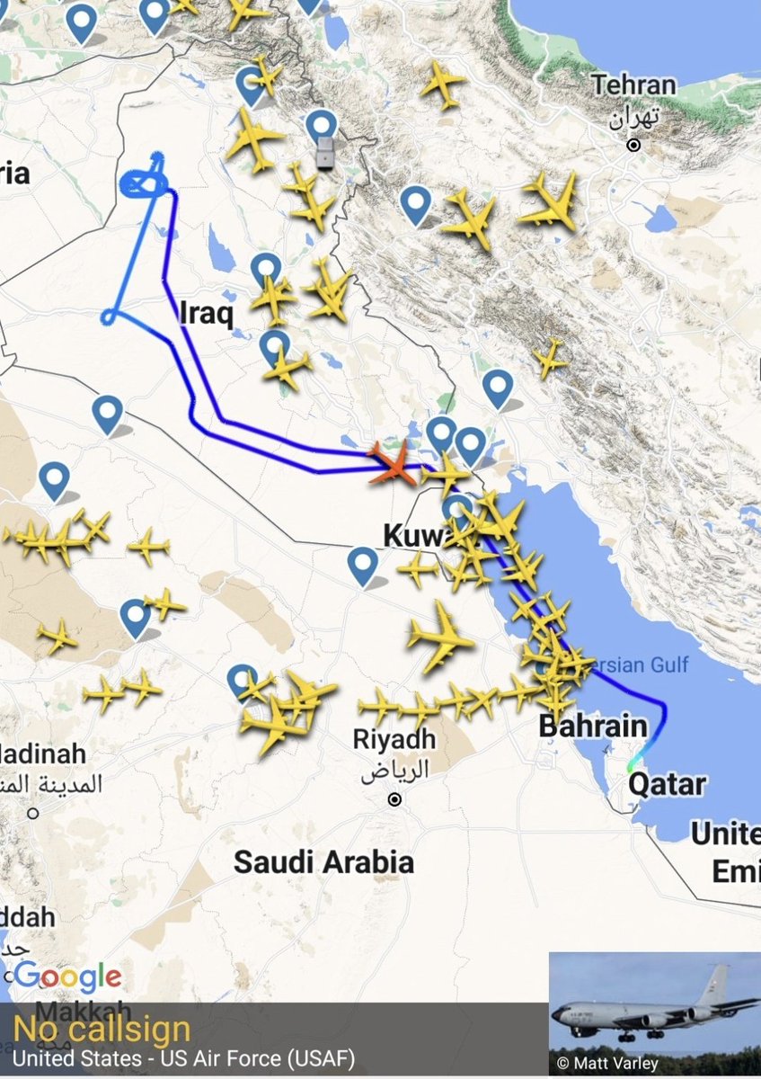 US F-15Es and F-16s topping off from several tankers Note the race track path at the north. That's over the general missile path last hour. 'Don't'-Biden, yesterday 'We vote ...'Do'.'-Iran, 50 mins ago #IranAttack