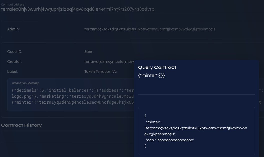 @pabloabritos When you have a minter set, you in theory can mint tokens. LUNCDash draws it's metrics directly from the chain, so we can't just change this to 'No' as long a minter is set.