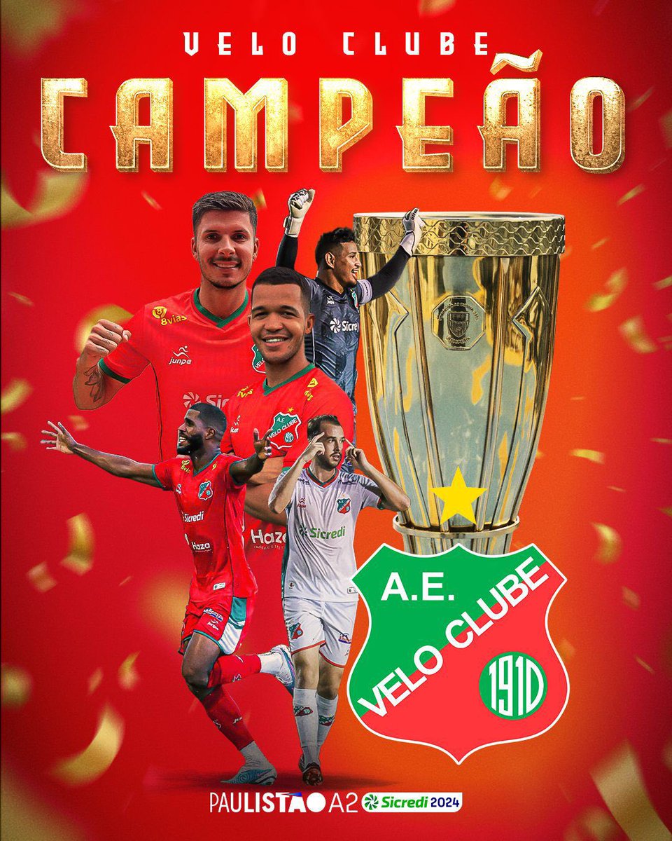 aldodemarchi's tweet photo. Parabéns, @veloclubeoficial, pela conquista do título de Campeão Paulista da Série A-2! O apoio da torcida e o empenho dos jogadores foram decisivos para o empate em 1 a 1 hoje contra o Noroeste, depois da vitória por 1 a O em Bauru. https://t.co/YjvswozsK6