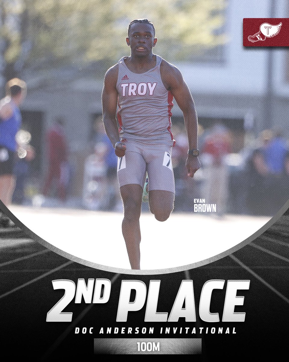 𝗢𝗡𝗘 𝗔𝗡𝗗 𝗧𝗪𝗢. Tydreke Thomas wins the men's 100m with a time of 10.39! Evan Brown finishes second with a personal best of 10.60! #OneTROY⚔️