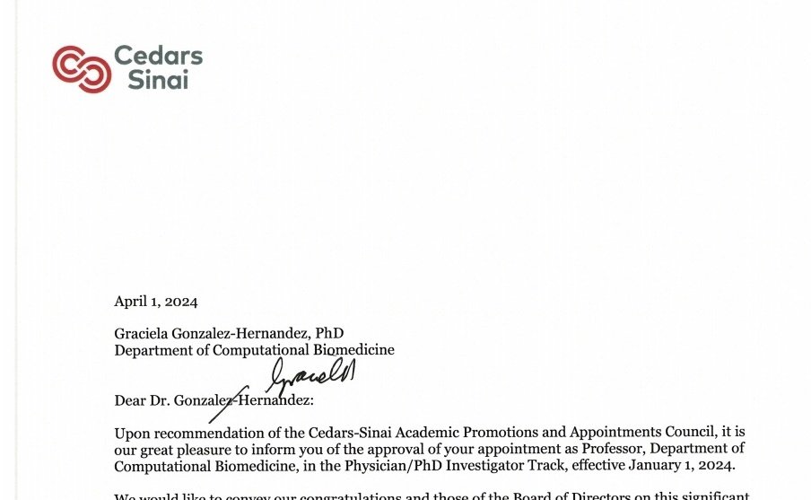 My promotion to Professor @CedarsSinaiMed 🥳 is official! I celebrate the long winding path that got me to this point and all the wonderful people that made it possible: my husband, my team, students, fellows, colleagues, 🩵thanks for your trust @moorejh @NLM_NIH @NIAIDFunding