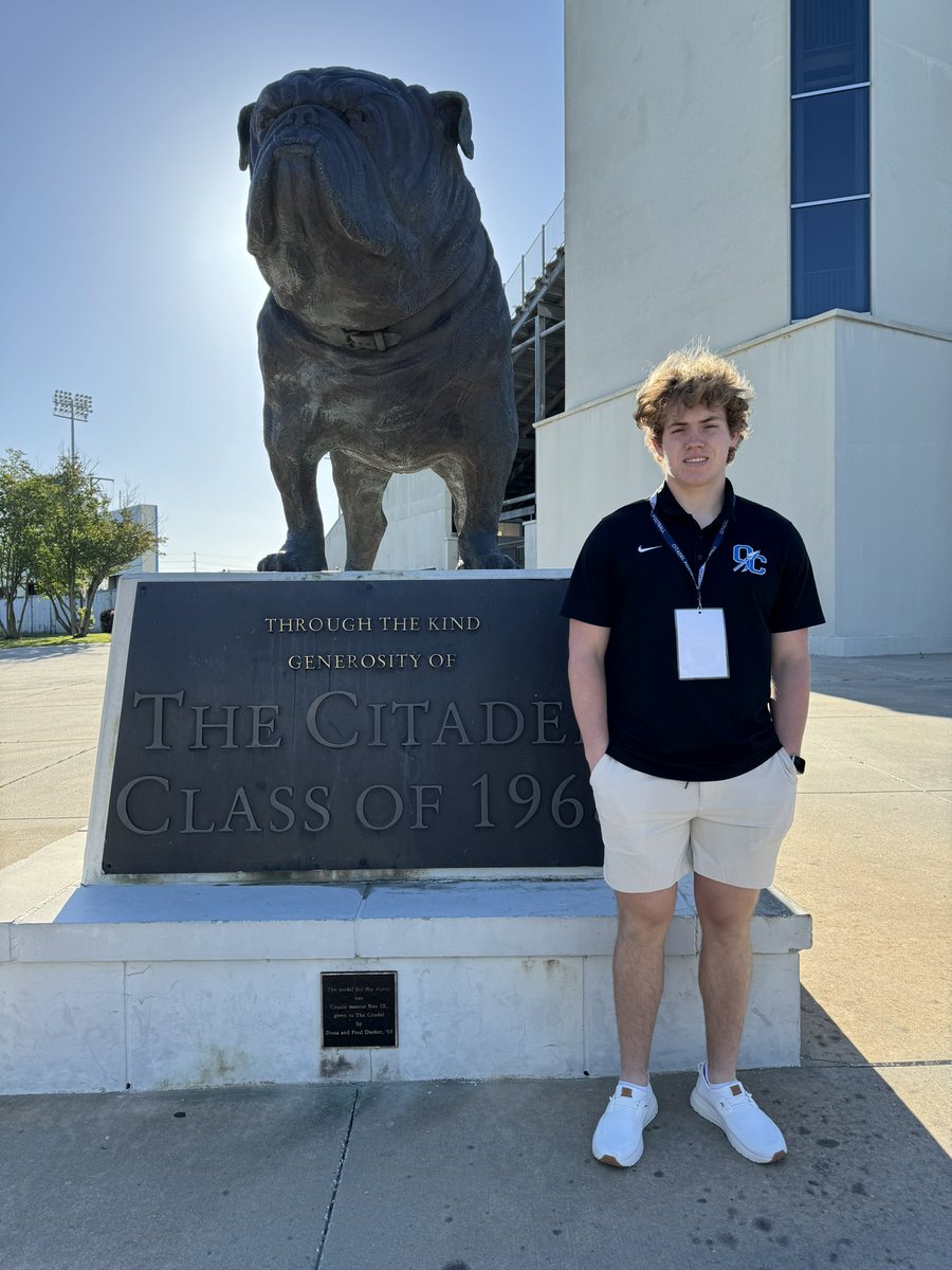 Had an amazing time at @CitadelFootball for Junior Day and their Spring Game! 🏈 Got the chance to spend time with @CoachCoax17, tour the campus, and check out the Tommy & Victoria Baker School of Business. What an inspiring day! #GoBulldogs #TheCitadelExperience…