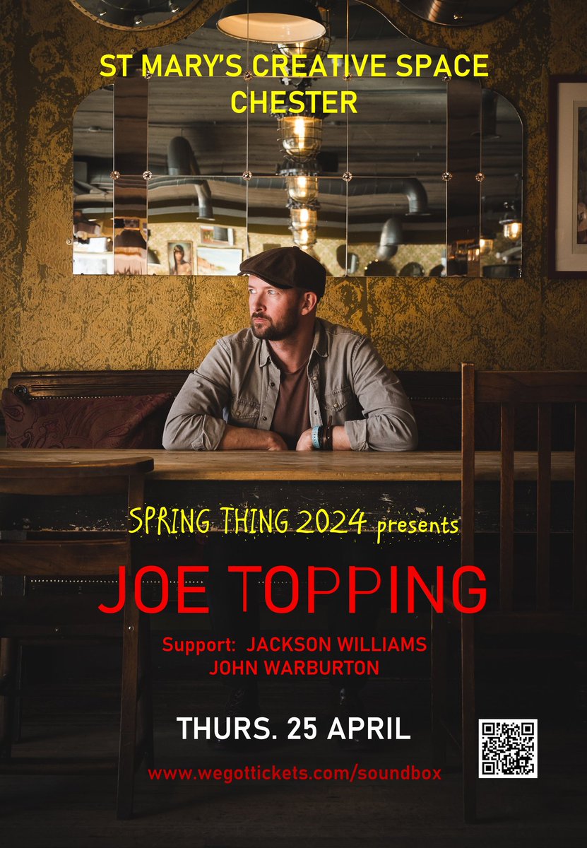 Looking ahead with great anticipation, to three consecutive April concerts and a variety of musical styles. @josephtopping (25th), then @timedey, with the bonus of a first-half set from @danwalshbanjo (26th), & the hugely popular @kerrfagan (27th). wegottickets.com/soundbox