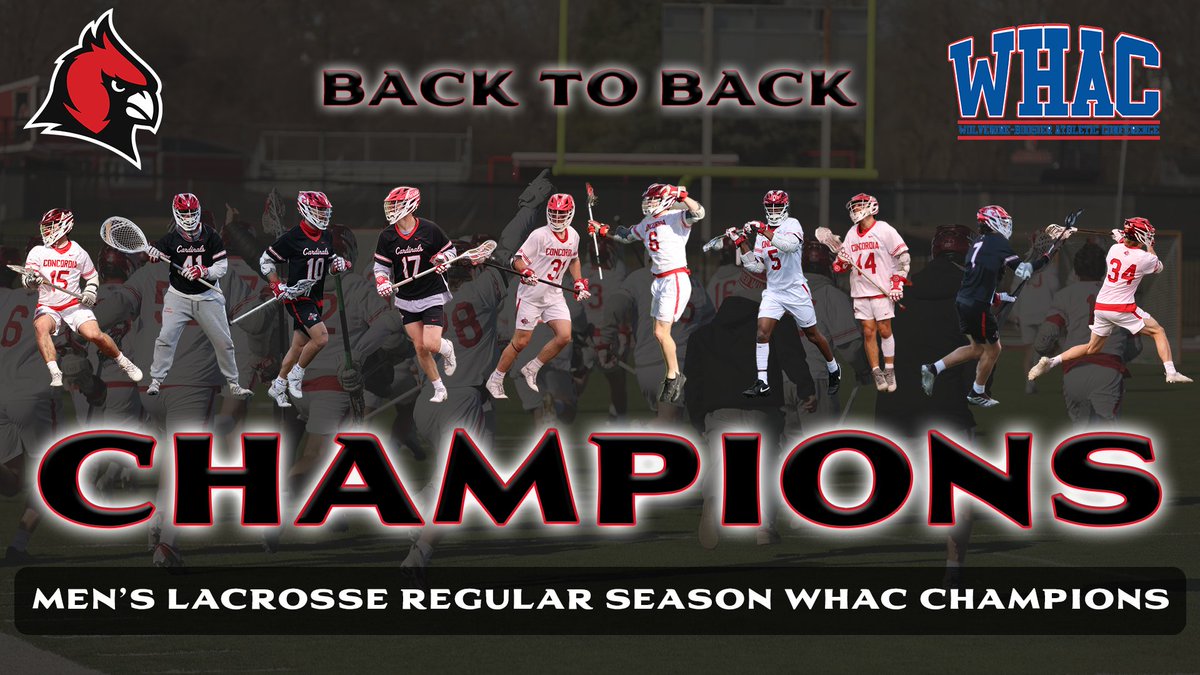 🥍🚨BACK-TO-BACK REGULAR SEASON CHAMPS🚨🥍 Congratulations to @ConcordiaMlax as they win their second straight WHAC Regular Season Championship! #gocards