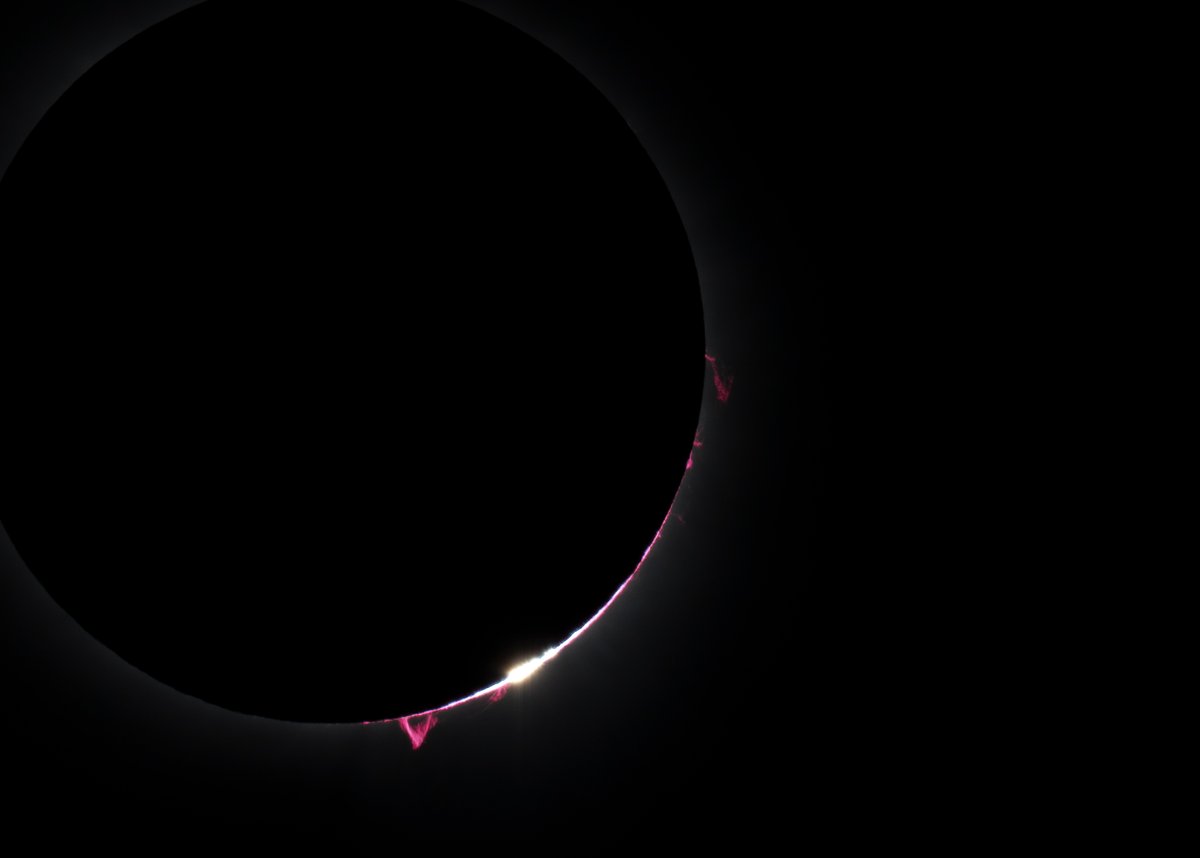 Some prominences and Baily's Beads from the total solar eclipse! 4,000 miles round trip was worth it #TotalSolarEclipse #totalsolareclipse2024