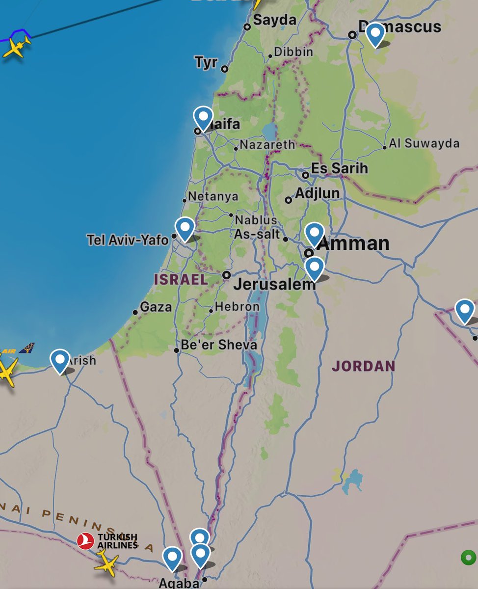 Israeli and Jordanian airspace completely closed