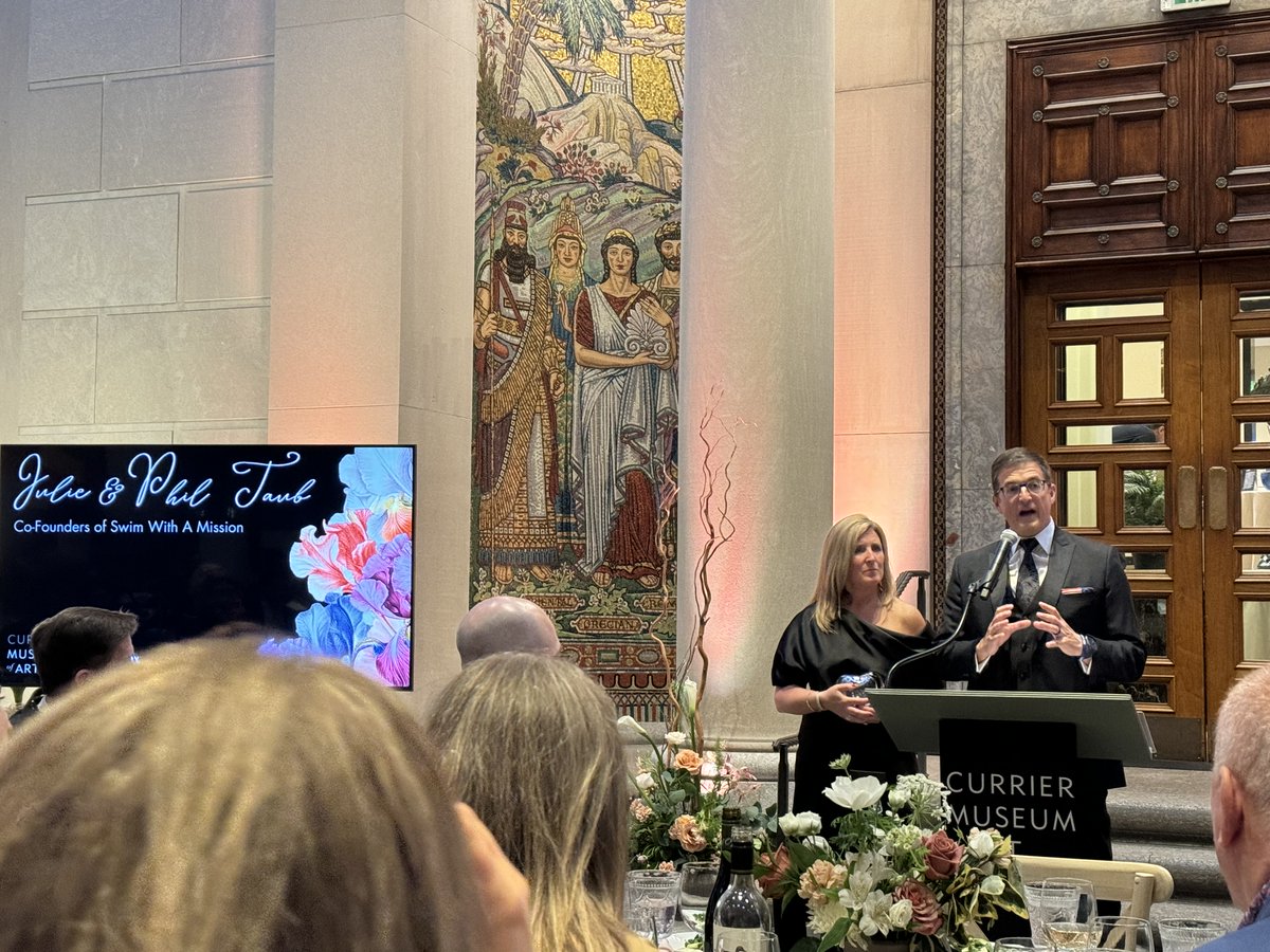 Last night, the <a href="/CurrierMuseum/">Currier Museum</a> honored Swim With A Mission and co-founders Phil and Julie Taub with the Heart of the Arts Award for SWAM’s support of the Currier’s Art for Vets program. Together they have partnered to create the premier Art Therapy program for Veterans in NH. 🇺🇸