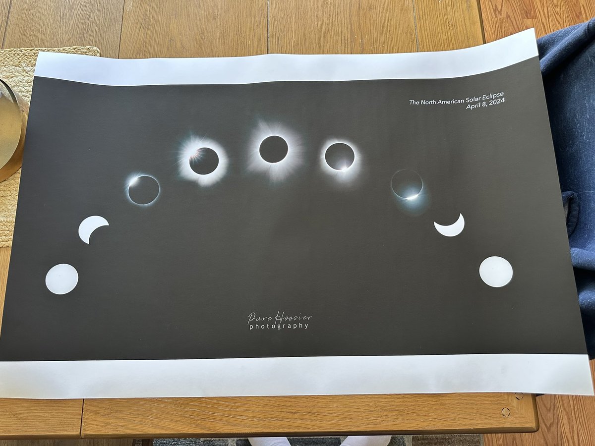 JohnMcGauley's tweet image. My first test print from Monday’s #SolarEclipse2024 photography. I think it’s a keeper. #SolarEclipse #Indiana
