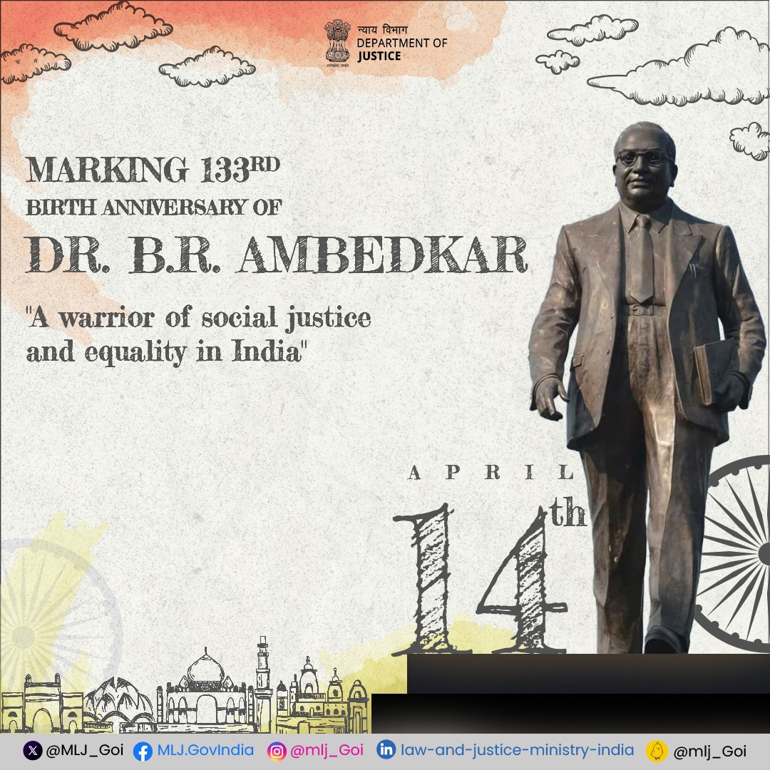 Heartfelt tributes to Dr. B.R Ambedkar, on his 133rd Birth Anniversary. A visionary leader who dedicated his life to advancing social justice and equality in India.

#AmbedkarJayanti