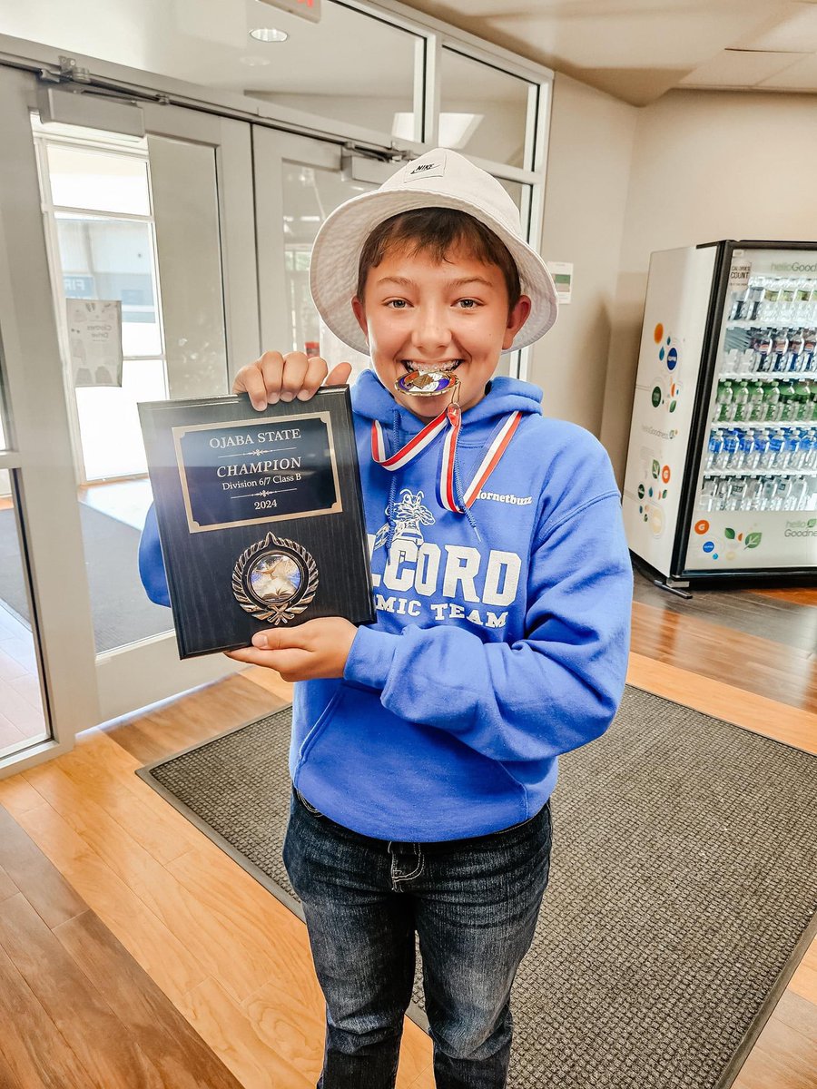 Colcord schools with their first state championship. 6th and 7th grade academic team won their first trophy ever for Colcord Schools. OJABA state champions!!