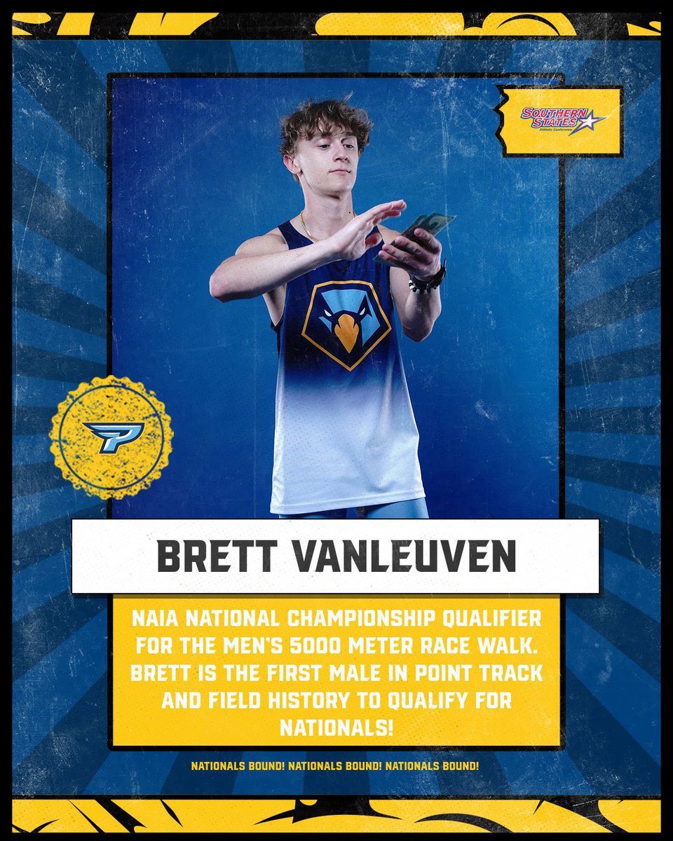 Meet Brett, he is the First Male Athlete in Point Men’s Track & Field History to qualify for Nationals! #BelikeBrett #ExcellenceContinues #TogetherWeFly