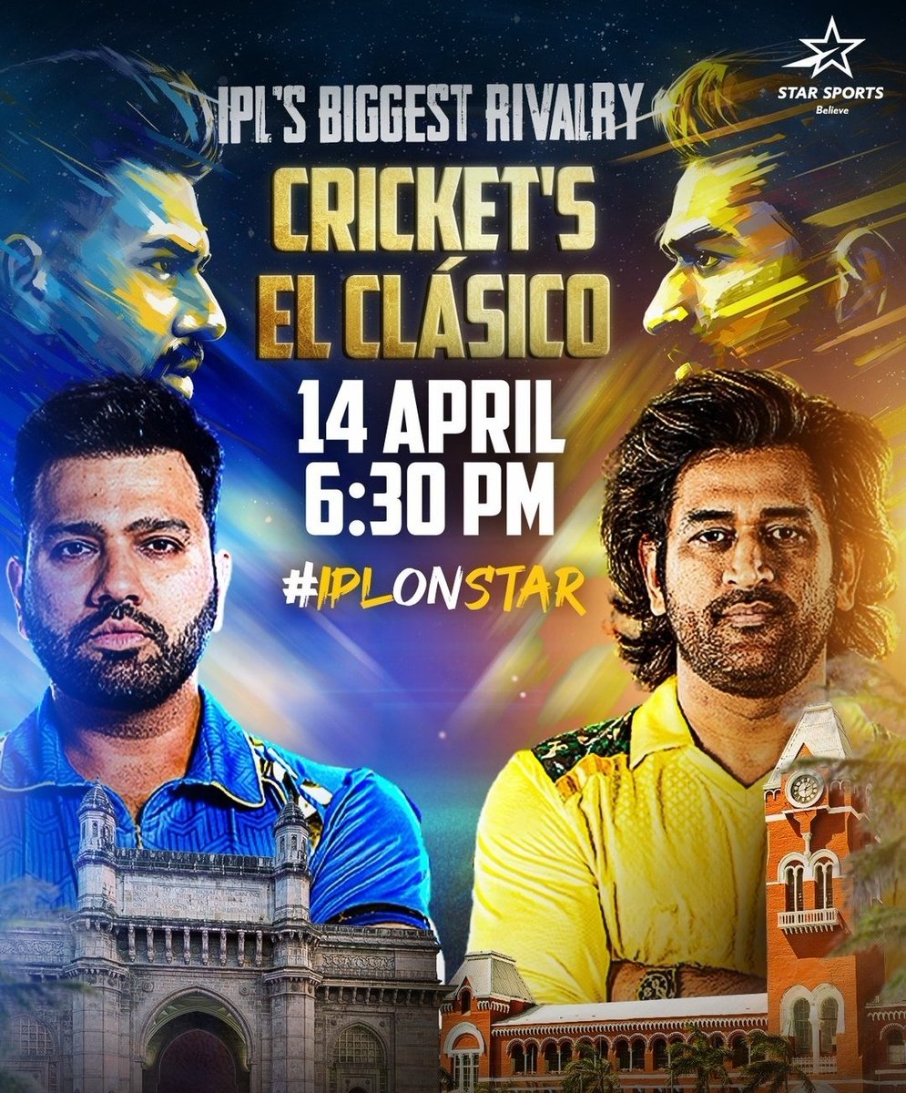 Star Sports poster for MS Dhoni and Rohit Sharma. - Two GOATs of the IPL...!!! 🐐🐐