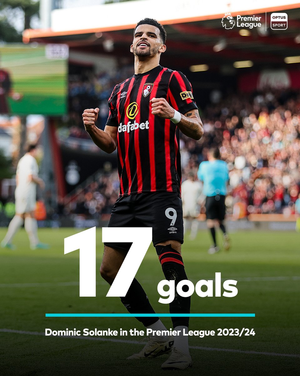 Dominic Solanke scores for the 17th time this season and it's history for Bournemouth 🍒 He now has the most goals scored in a single Premier League season for the Cherries. EURO 2024 is on the horizon 👀 | watchoptus.tv/REACTION-BOUMUN