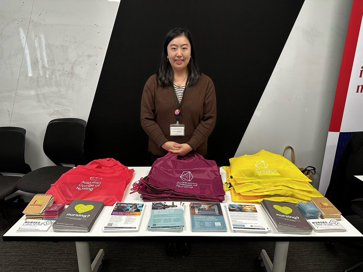 EmilyZhangRN's tweet photo. Had a lovely time speaking with final year #nursing students at @latrobe’s Nursing &amp; Midwifery Graduate Careers Expo. Hope to see you next week at the @acn_tweet Nursing &amp; Health Expo for more: https://t.co/wgkAQzVDhl #acntribe #nurse #nursingstudents https://t.co/PNzyVCfHpS