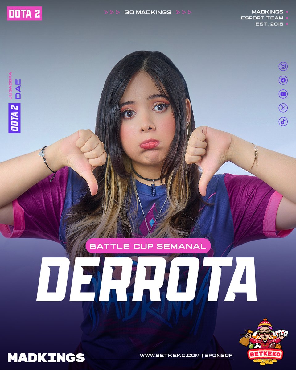 ¡GG WP! 🥹

Nuestras Queens lamentablemente no pudieron conseguir la victoria ante los chicos de Panda y no logran avanzar en la Battle Cup de esta semana. 🥲

Gracias a todos por acompañarnos en esta Battle Cup, nos vemos pronto. 🫡

#GOMADKINGS #esports #dota2 #esports