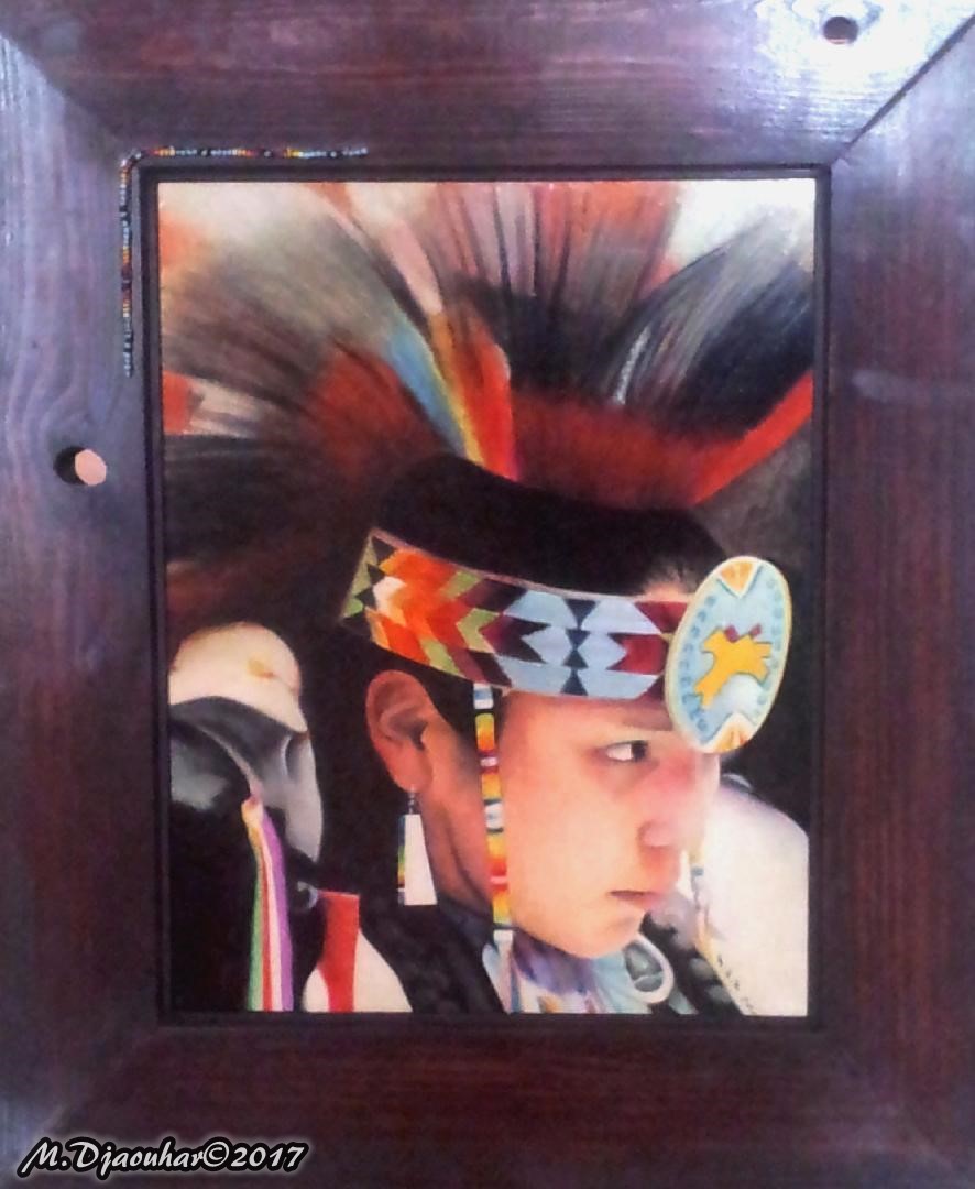 Natural wood #etching by #indigenous #artist #MDjaouhar. A #painting called 'Grass Dancer'. See progress photos, learn about media & measures, includes handmade frame! More at: mdjaouhar.weebly.com/grass-dancer.h… #art #Native #woodworking #tradition #notyourmascot #wearestillhere