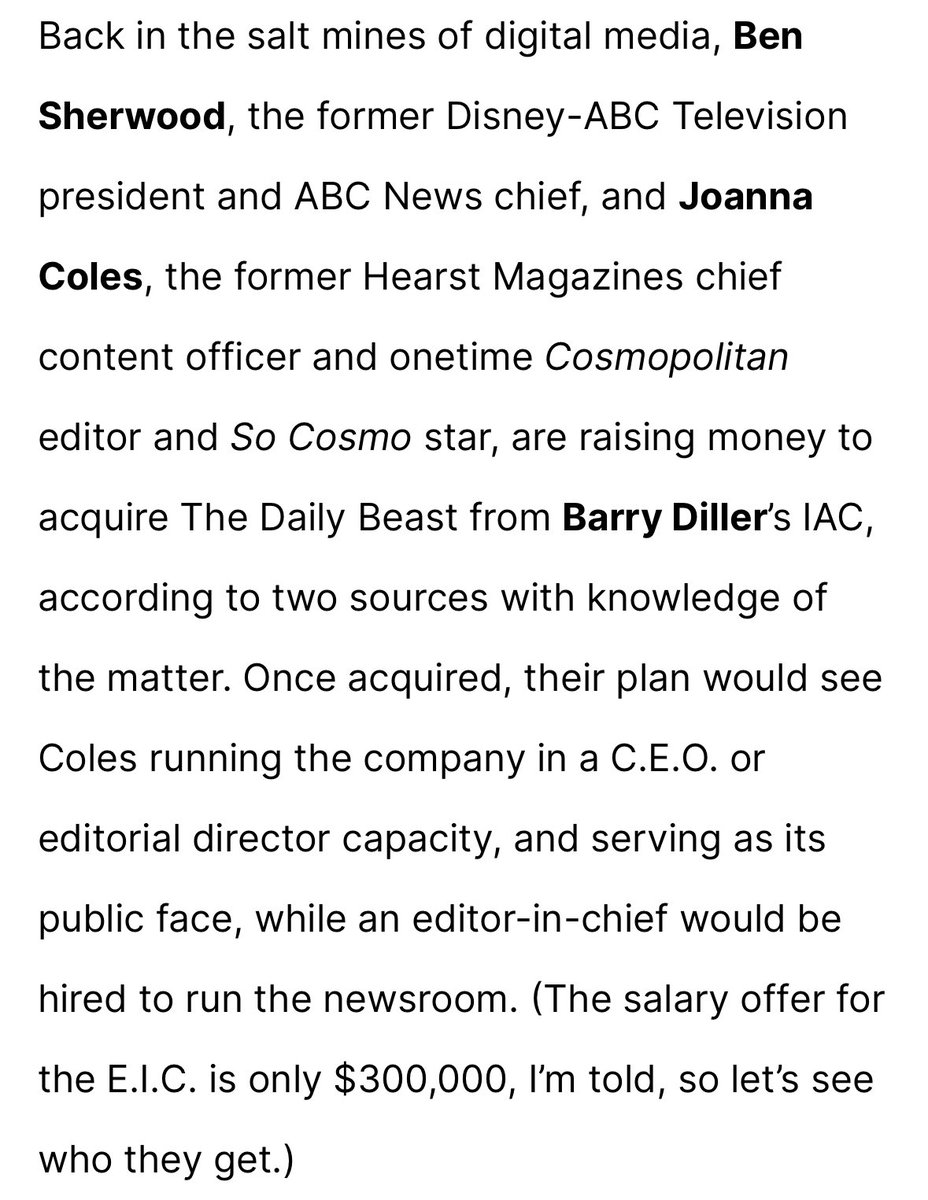 If I were @JoannaColes, I would bring back @NoahShachtman to run the Daily Beast newsroom. puck.news/mark-thompson-…