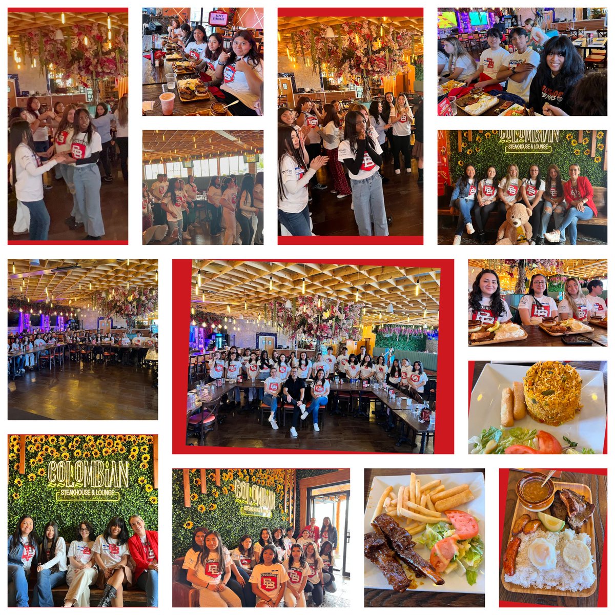 The Spanish Club ^ Hispanic Honor Society went on a local field trip where they learned how music &amp; food are used to convey messages, preserve history &amp; share cultural values through observation &amp; practice w/ different styles of dance &amp; traditional dishes at the local restaurant.