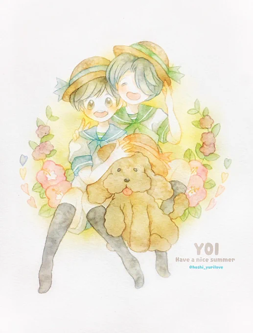#一次創作作家のファンアート私に透明水彩の楽しさと、絵を描く喜びを思い出させてくれた大好きな作品。yuri!!!onice。この作品に出会わなければ一次創作もやっていませんでした。感謝しかない。 