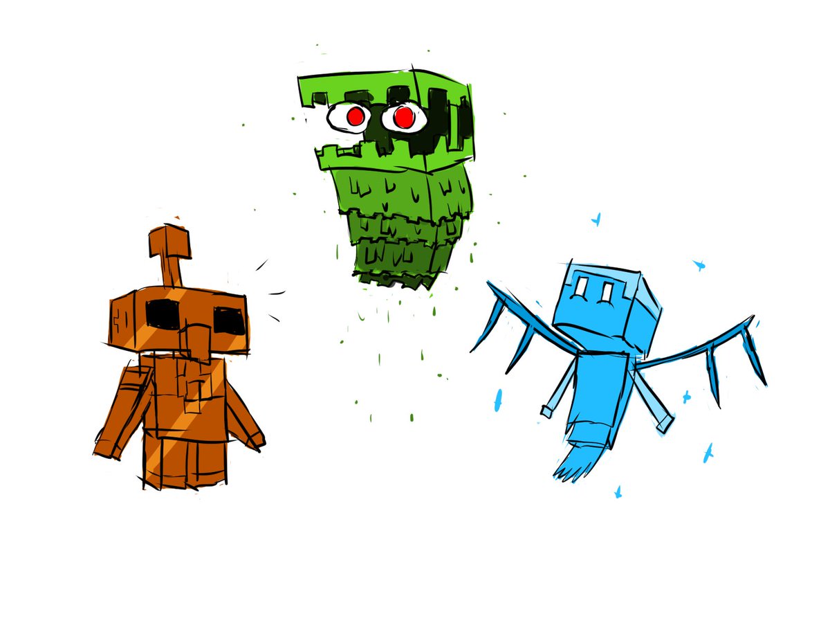 The 2021 trio!  
Bit rushed but i like it :) 
#Minecraft #mobvote #coppergolem #allay #glare #art