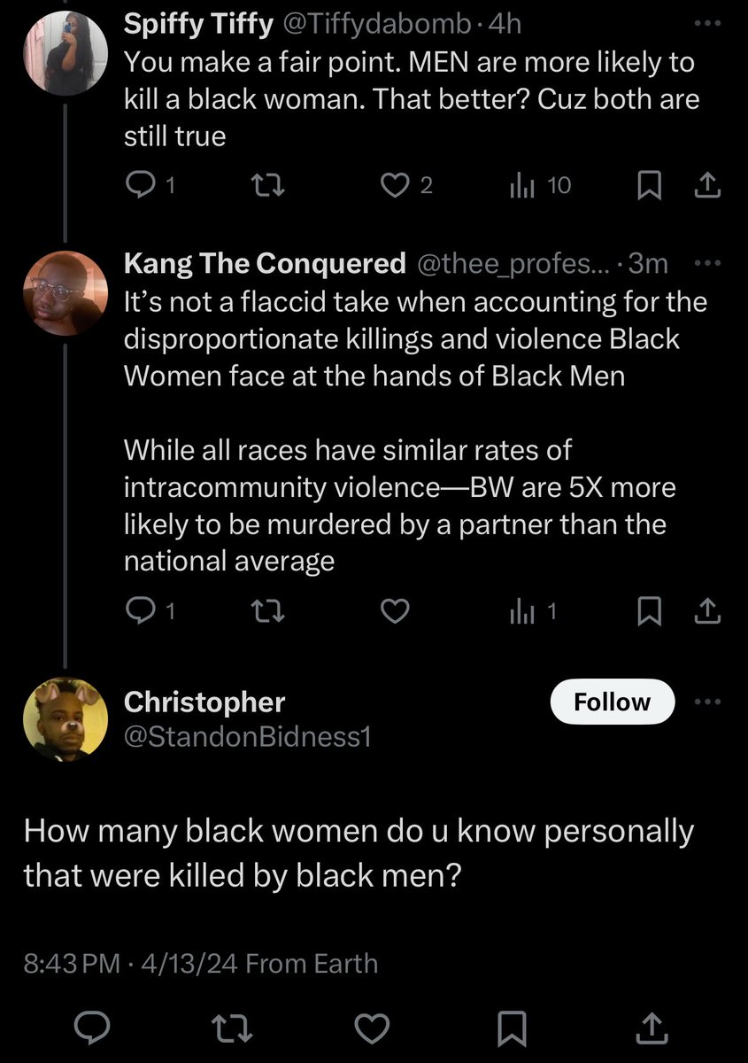 Undermining a conversation about male violence against Black Women by asking how many Black women I know who were killed by Black Men is NASTY NASTY work