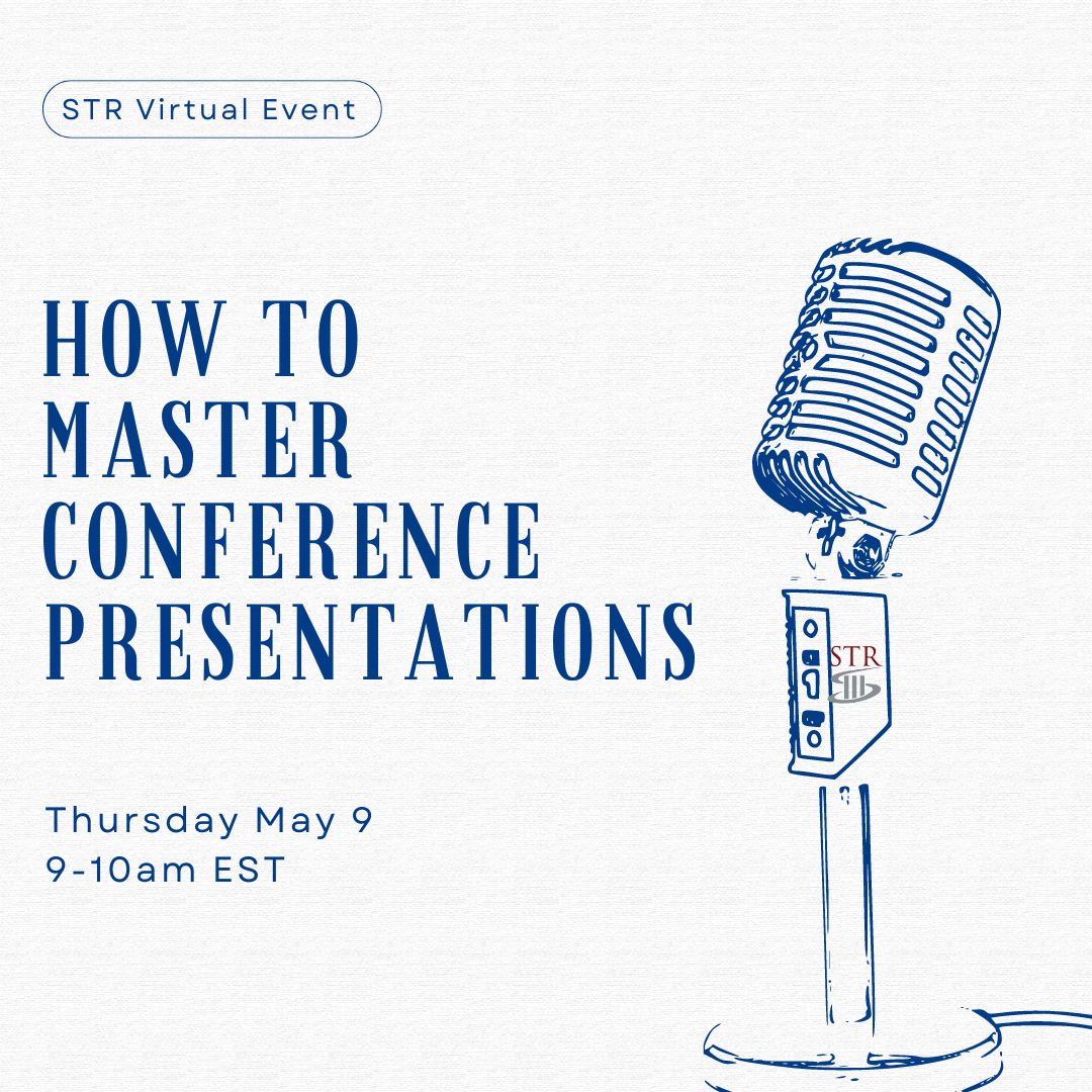 🎤 Join us at the #STR virtual event on May 9th, 9-10 am EST and learn about mastering conference presentations from Russ Coff <a href="/RussCoff1/">Russ Coff</a> from University of Wisconsin, and Cameron Miller from Syracuse University.  ⚡️Register now us02web.zoom.us/meeting/regist…