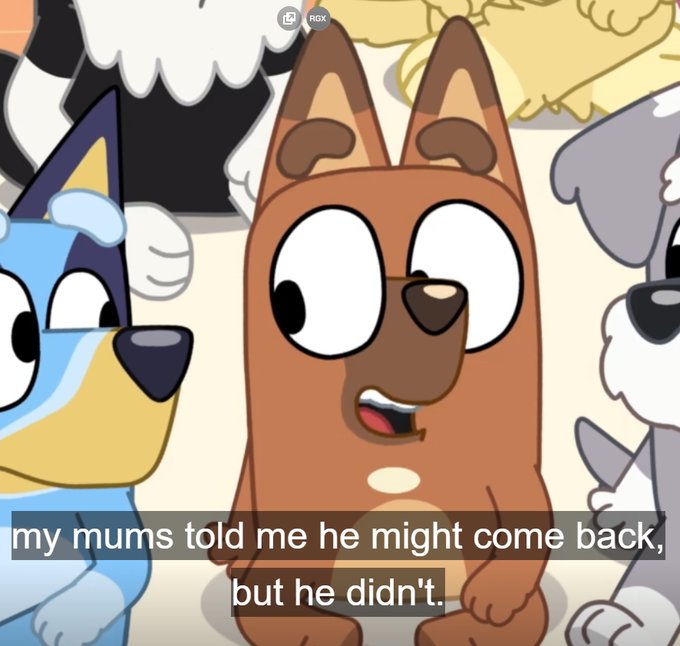 also dif yall know that pretzel has two moms? thats pretty neat :3 #Bluey #BlueyTheSign