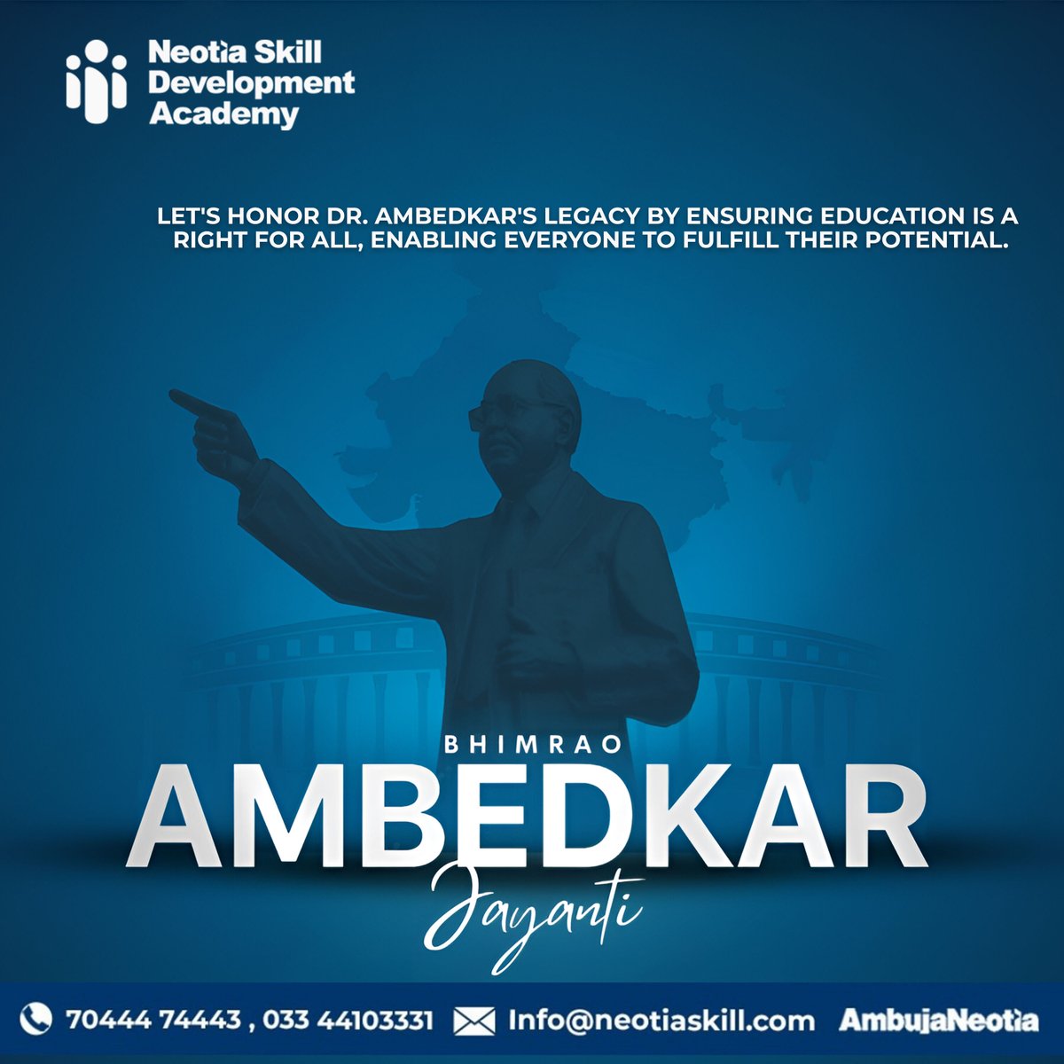 Celebrate #AmbedkarJayanti with Neotia Skill Development Academy! Empowering job seekers with essential skills for success! Join us in honoring Dr. B.R. Ambedkar's vision of empowerment! #SkillDevelopment #Empowerment #NeotiaAcademy #AmbujaNeotia
