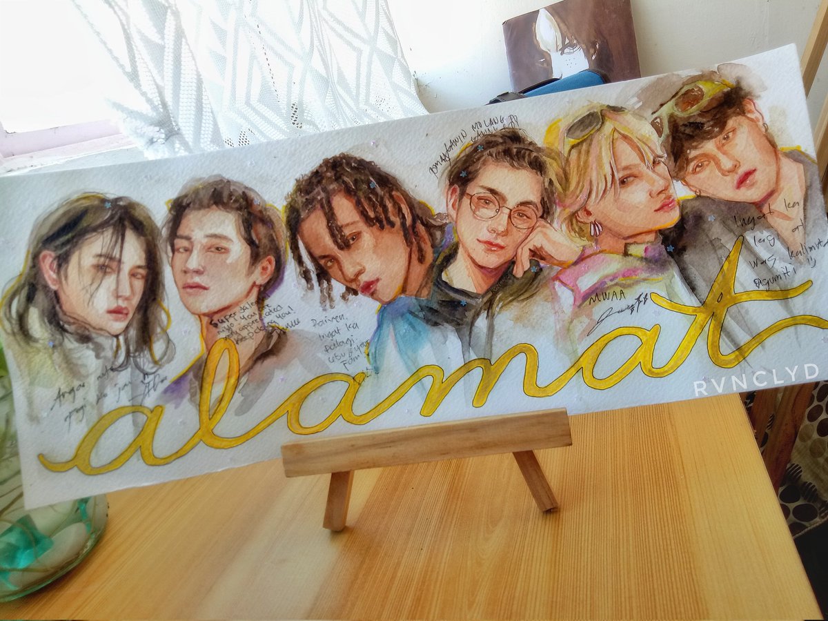 rvnclyd's tweet photo. i won a m&g w/ @Official_ALAMAT! so i painted a banner, had it signed! aaang galing galing nila mag-live, so genuine & appreciative! what a night to remember. thank you so much 6inoos! ๐ฅน๐ค
AFNImazing with ALAMAT
#ALAMAT #ALAMATDayang
#DayangKalasahanTaKaw #alamatfanart https://t.co/WhJtWFJ3t8
