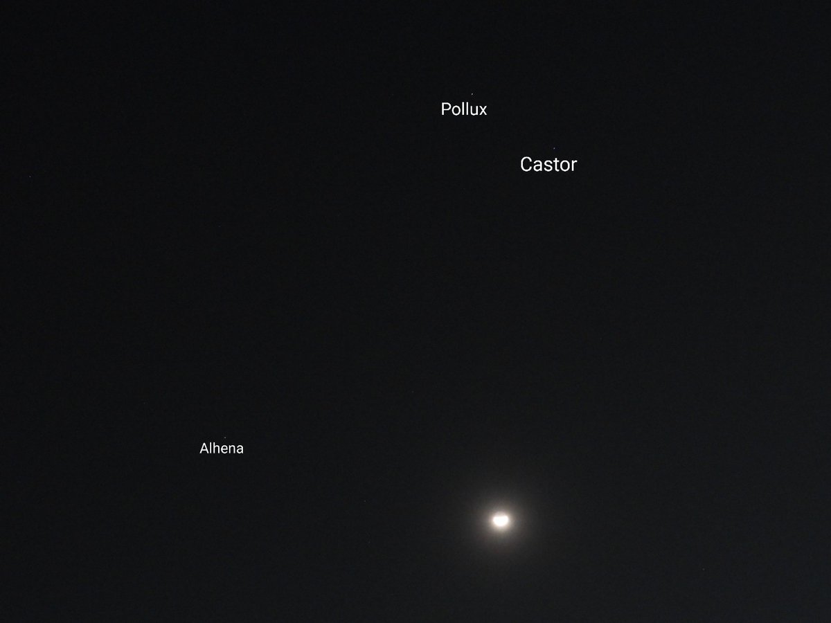 Alhena, Pollux y Castor de la constelación de Géminis ♊ y la luna
13 de abril de 2024
Ciudad de México