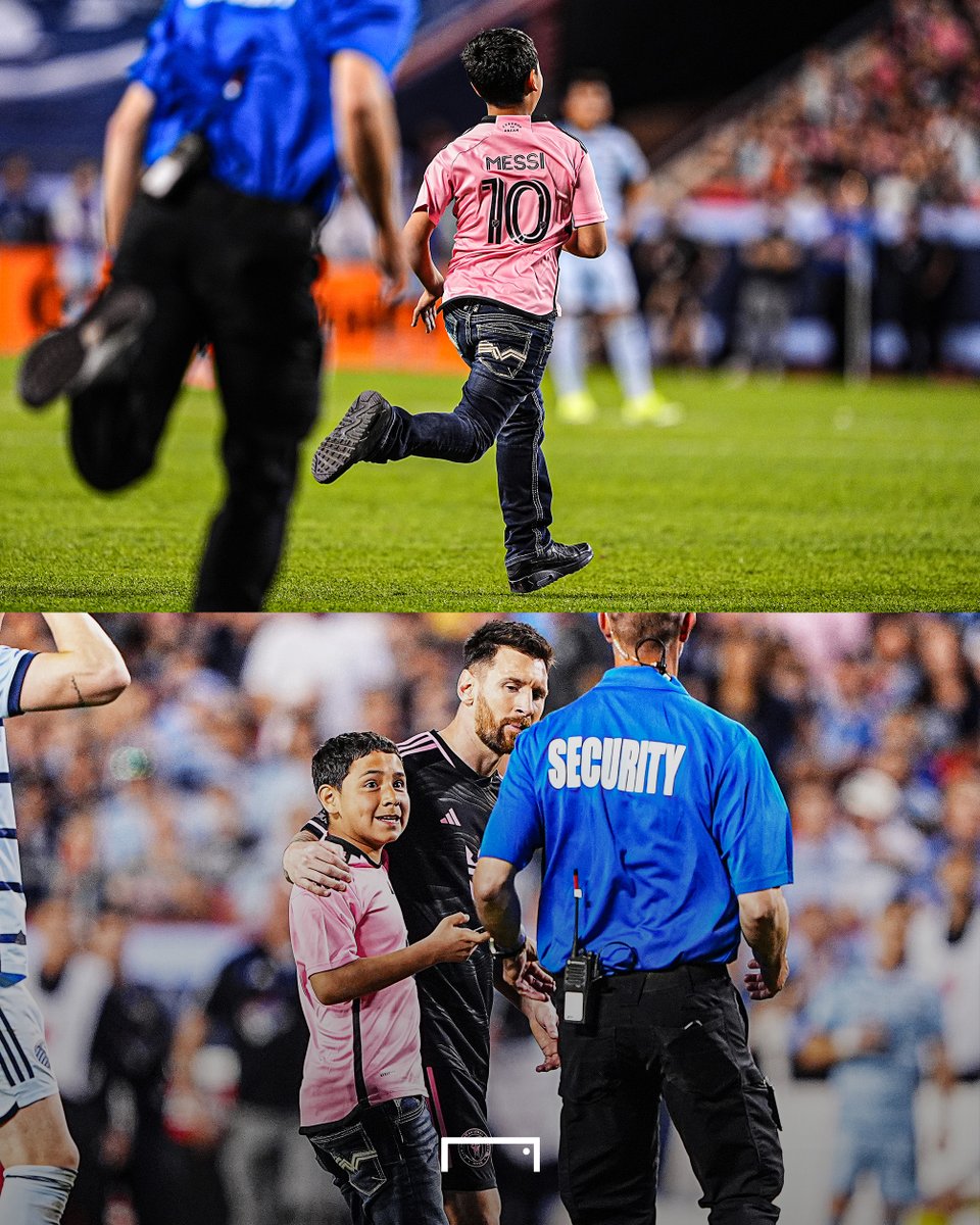 Un pequeño hincha invadió el campo para encontrarse con Messi en Kansas City 😳