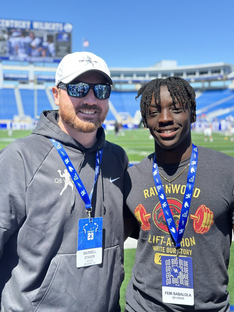 Had a great time at the @UKFootball spring game today! Thank you @UKCoachStoops and @VisionQb for the invite. @NCEC_Recruiting @BuckFitz @CSmithScout @BushHamdan @wcsRHSfootball