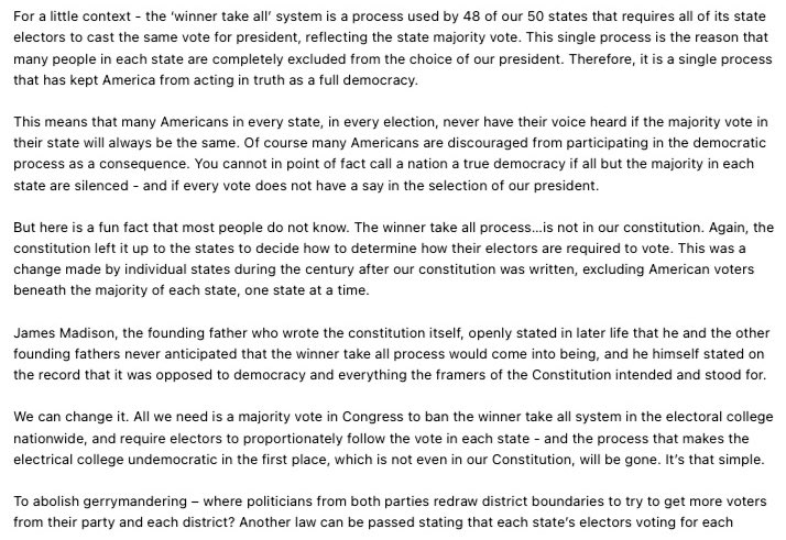 ChrisLeJeune44's tweet photo. #ElectoralCollege
#AbolishTheElectoralCollege
#WinnerTakeAllIsNotInTheConstitution
#WeCanAbolishTheElectoralCollege
#HereIsHow
#MakeAmericaADemocracyAgain https://t.co/Nb7ug1K8sq