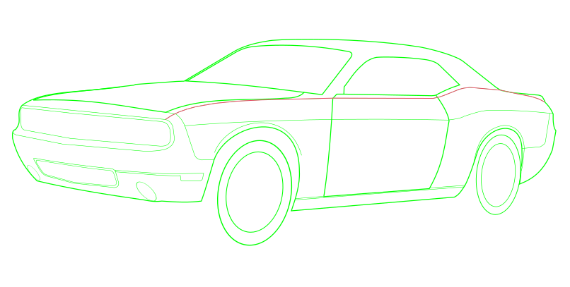 Me había tardado en dibujar este. Hoy pude darme el gusto de ver uno en persona, ¡y están enormes! Rines de 20' de diámetro, y no se le ven grandotas las ruedas. A ver si este sí lo hago la versión deportiva. Dodge Challenger 2010.