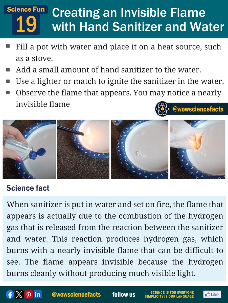 🔥Creating an Invisible Flame with Hand Sanitizer and Water.
𝐌𝐨𝐫𝐞 𝐬𝐜𝐢𝐞𝐧𝐜𝐞 𝐚𝐫𝐭𝐢𝐜𝐥𝐞𝐬 𝐟𝐫𝐨𝐦: 👇
wowsciencefacts.com
#experiment #handsanitizer #invisibleflame #chemistry #fire #water #hydrogen #science #scienceexperiment #sciencehumor #scienceandtechnology