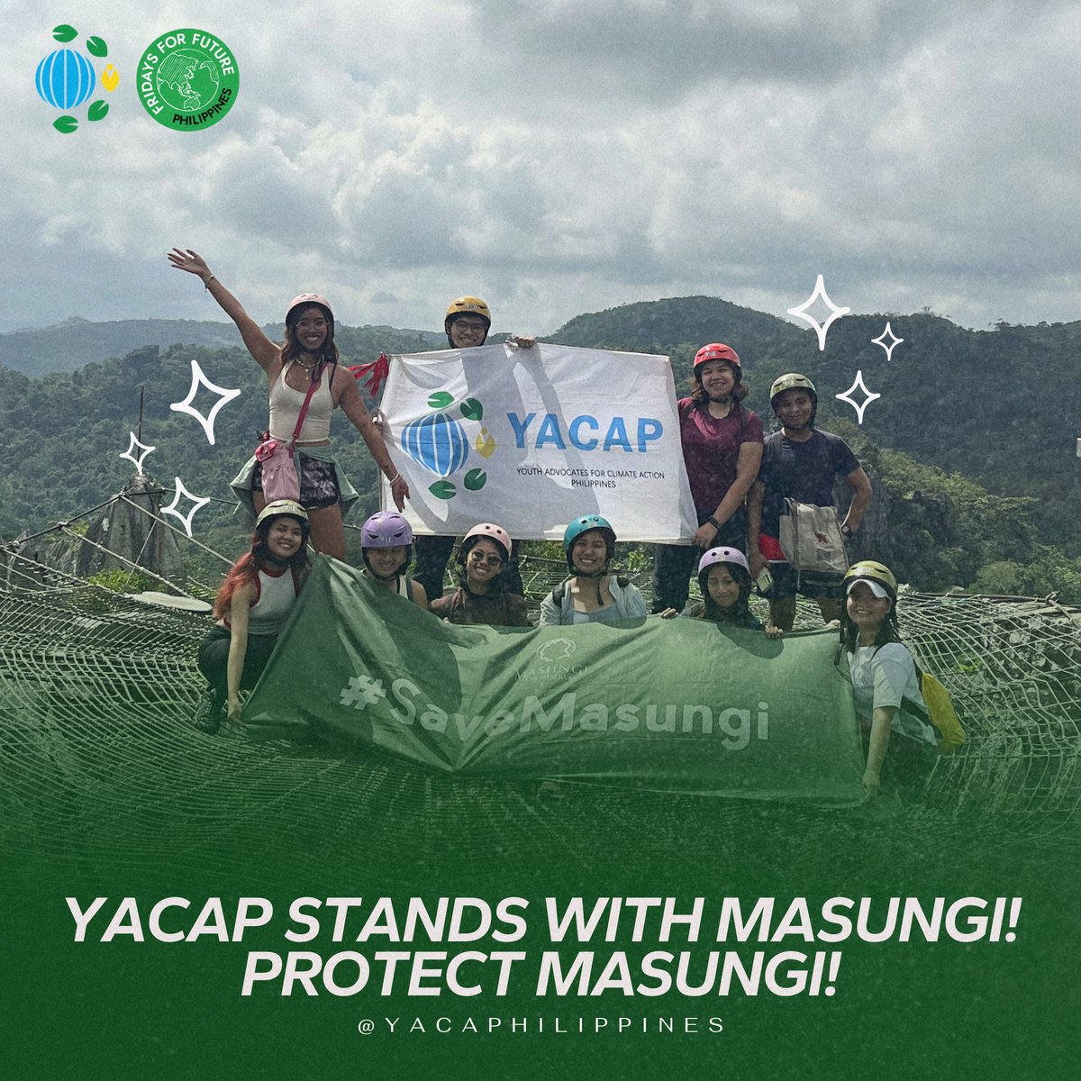 Youth Advocates for Climate Action Philippines (YACAP) stands in solidarity with @MasungiGeo in the perpetuity of their protection and assisted reforestation of the 2700 hectares of previously abused land.