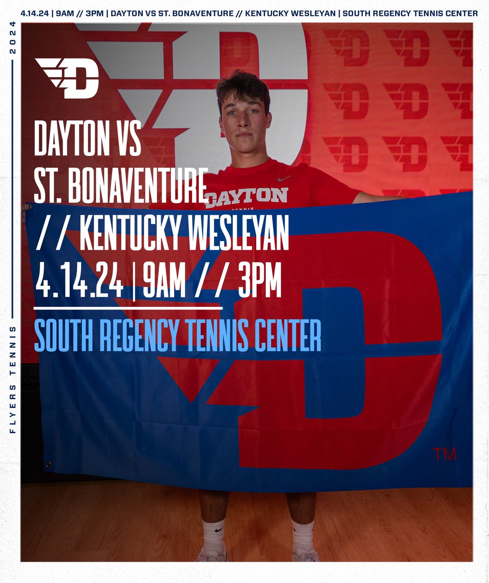 MATCH DAY x2 🎾✈️ 🆚 St. Bonaventure // Kentucky Wesleyan ⏰ 9am // 3pm 🏟️ South Regency Tennis Center #UDMTEN // #GoFlyers