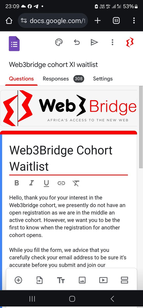 The waitlist for @Web3Bridge cohort XI crossed 300 application today, all without marketing and major push. This shows that the trust is gradually, and oh yes we could get more number, however, I will always take quality over quantity. If there is any lessons we have learnt…