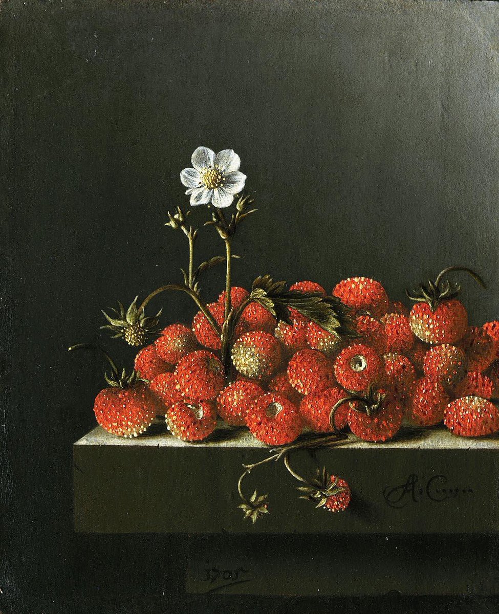 Strawberries, 1696. A little miracle of simplicity, for Adriaen Coorte's day.