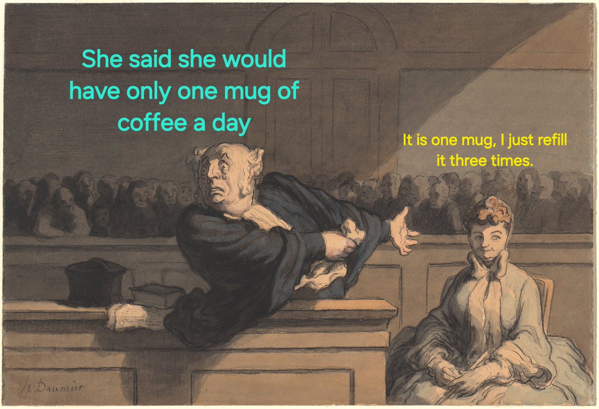 Because I've been seeing really funny memes of this painting, I've made one as well! Painting: Le défenseur (Counsel for the Defence) by Honoré Daumier #CoffeeTime #CoffeeCulture #Memes