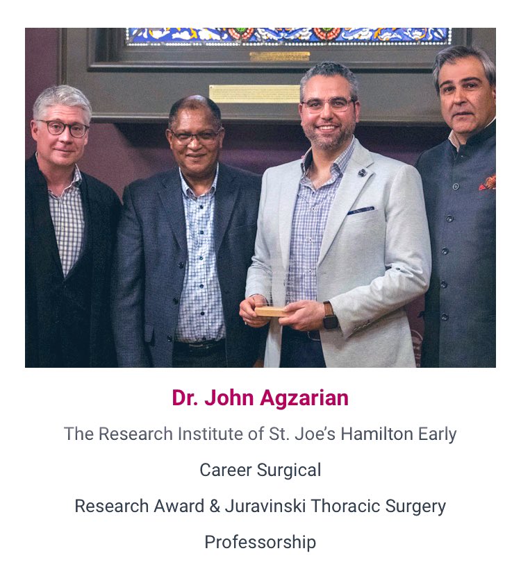 Thank you @McMasterSurgery and @ResearchStJoes for this recognition. I am grateful for all the support, mentorship and encouragement I have received over the years! Looking forward to the future ahead! @MacThoracics