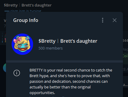 basedbretty's tweet photo. $BRETTY TG group just hit 500 members! 

Join us here: https://t.co/hwxeC3Dmqv https://t.co/bNI4WXhcv5