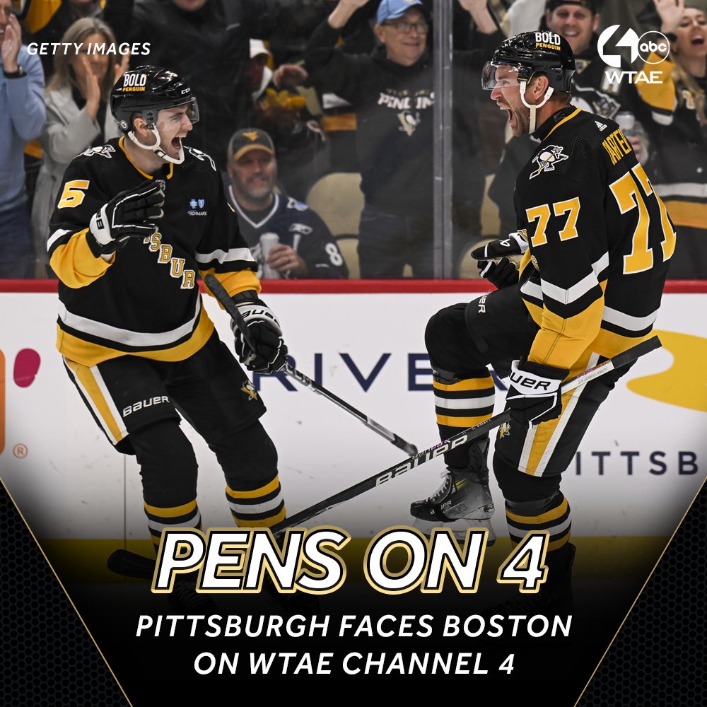 #LetsGoPens! Pittsburgh's Action Sports has an hour of pregame coverage starting at 7 p.m. as the Penguins face the Bruins at PPG Paints Arena. Then, stay tuned for the game at 8 p.m. on WTAE Channel 4.