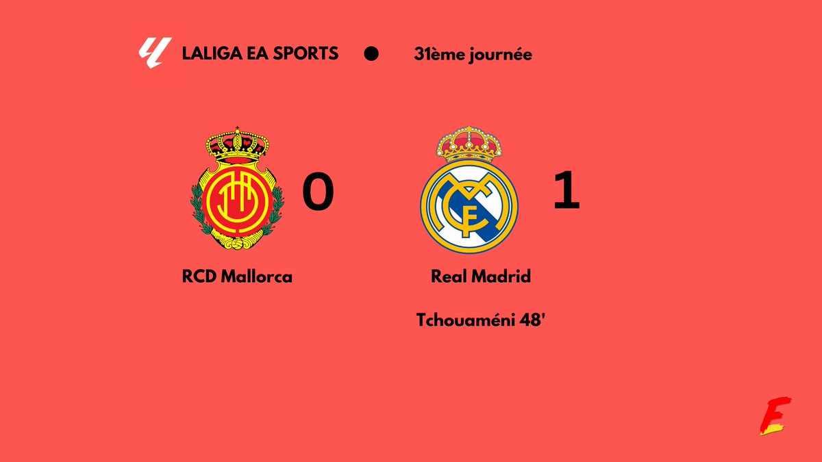 ⚪️ Le Real Madrid obtient une victoire à l'arrachée sur le terrain de Majorque #LigaFr