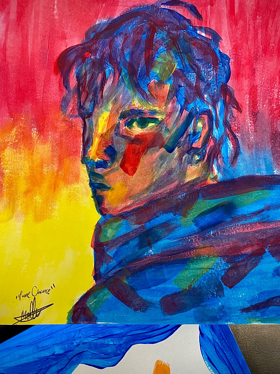 time to post more #cliqueart !! this was achieved with cheap crayola paint and only primary colors. @/joshuadun @twentyonepilots @artbytheclique @cliqueart8